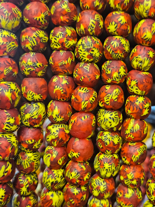 Vibrant Multicolored Fused Krobo Glass Beads - Recycled Eco-Friendly Beads for Jewelry Making