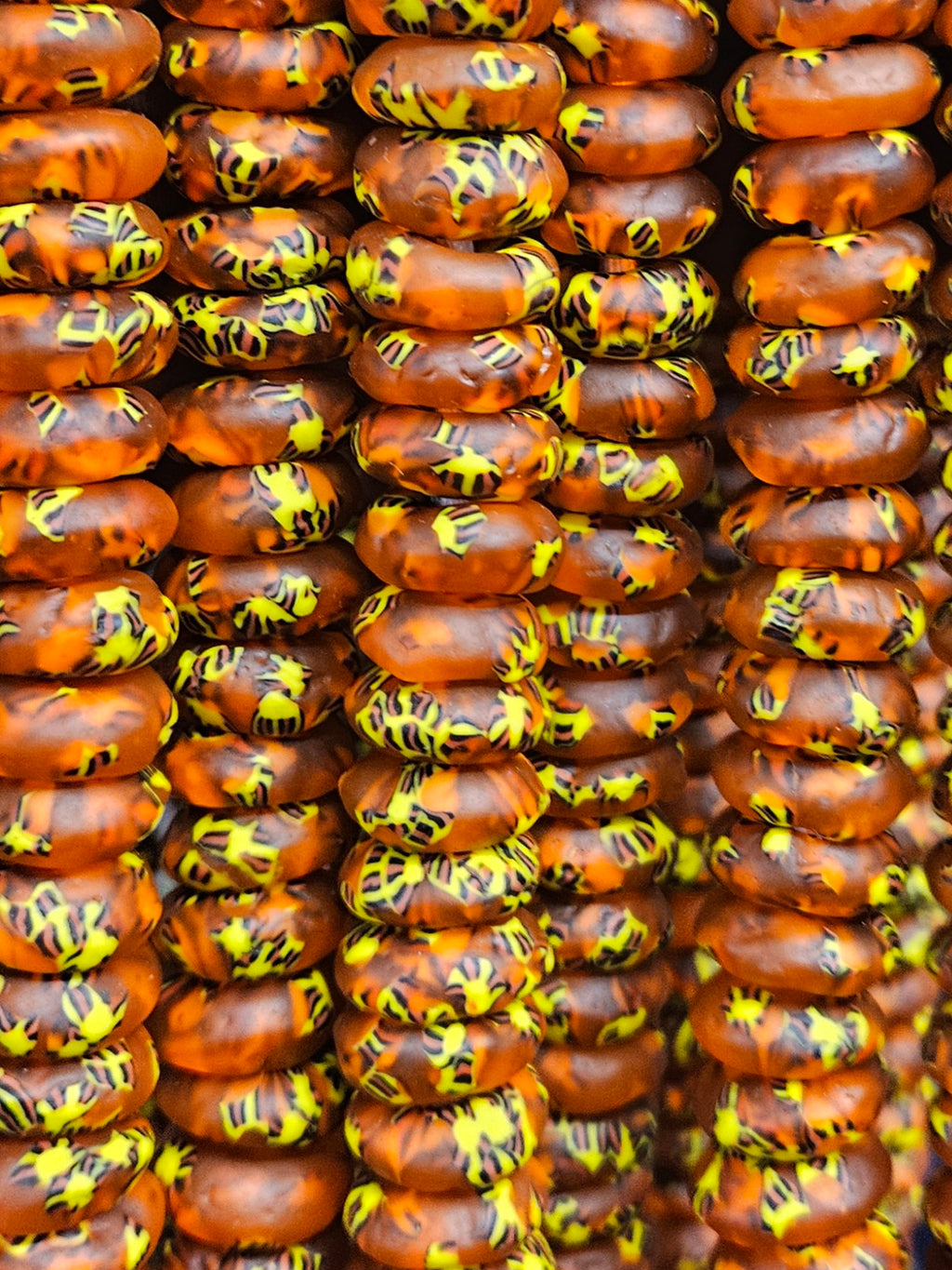 Fall Vibes, African Recycled Glass Beads – Multicolored Large Hole Rondelle Beads for Sustainable Crafting