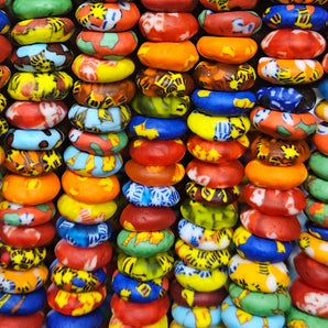 Handcrafted Fused African Recycled Glass Beads – Large Hole Multicolored Beads for Statement Jewelry Making