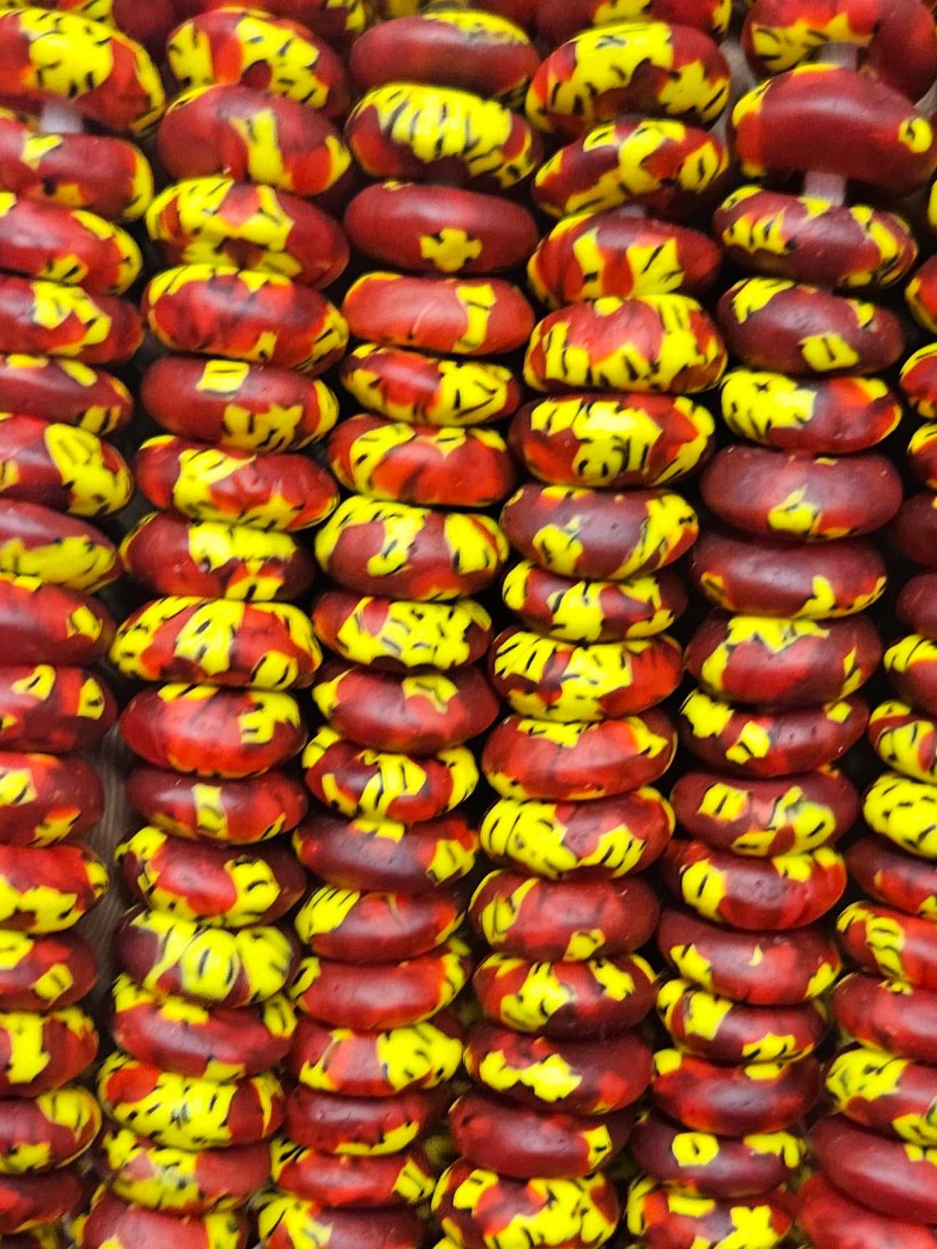 Handcrafted Recycled Glass Rondelle Beads – Large Hole Multicolored African Beads for Ethnic Jewelry Making