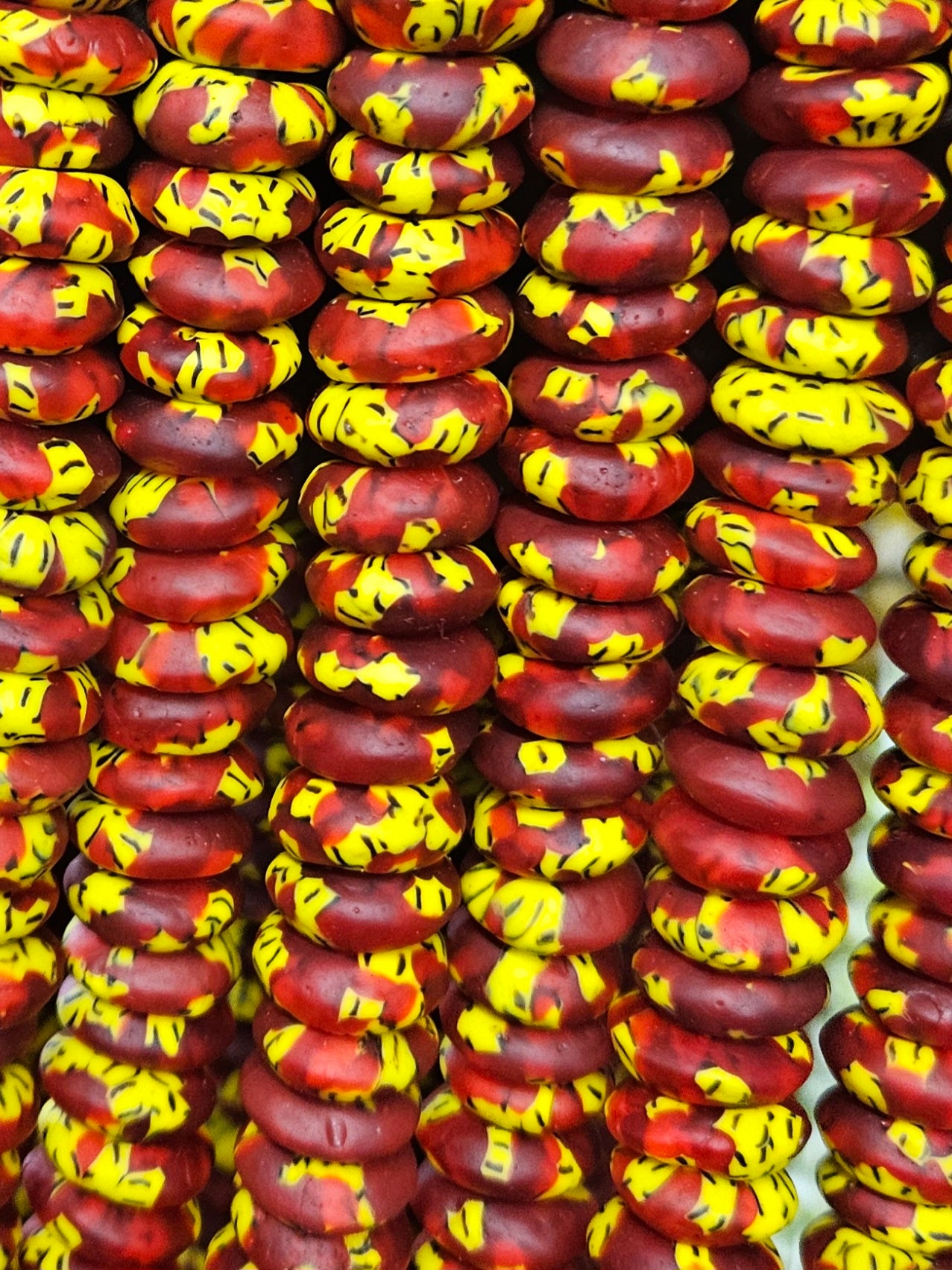 Handcrafted Recycled Glass Rondelle Beads – Large Hole Multicolored African Beads for Ethnic Jewelry Making