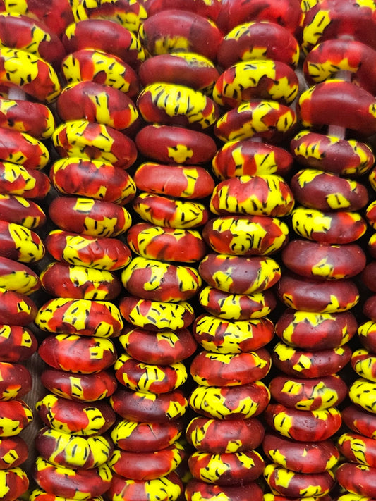 Handcrafted Recycled Glass Rondelle Beads – Large Hole Multicolored African Beads for Ethnic Jewelry Making