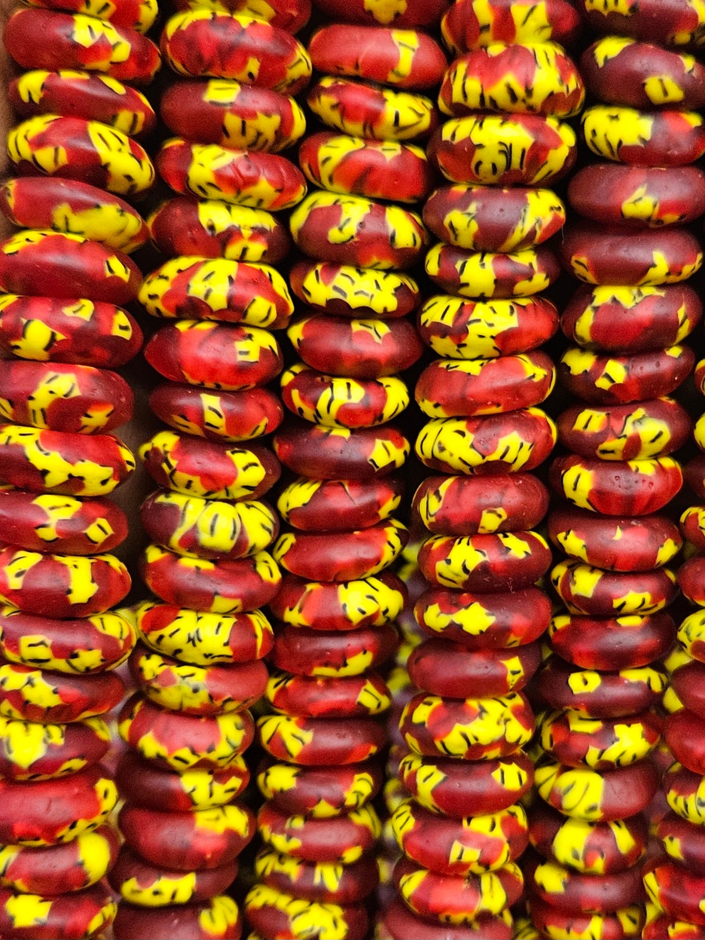 Handcrafted Recycled Glass Rondelle Beads – Large Hole Multicolored African Beads for Ethnic Jewelry Making