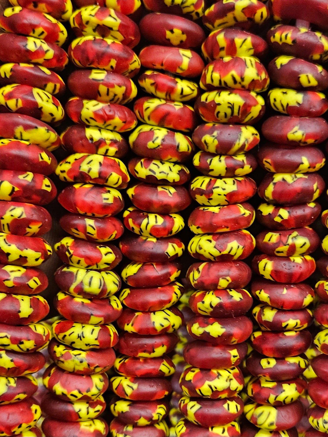 Handcrafted Recycled Glass Rondelle Beads – Large Hole Multicolored African Beads for Ethnic Jewelry Making
