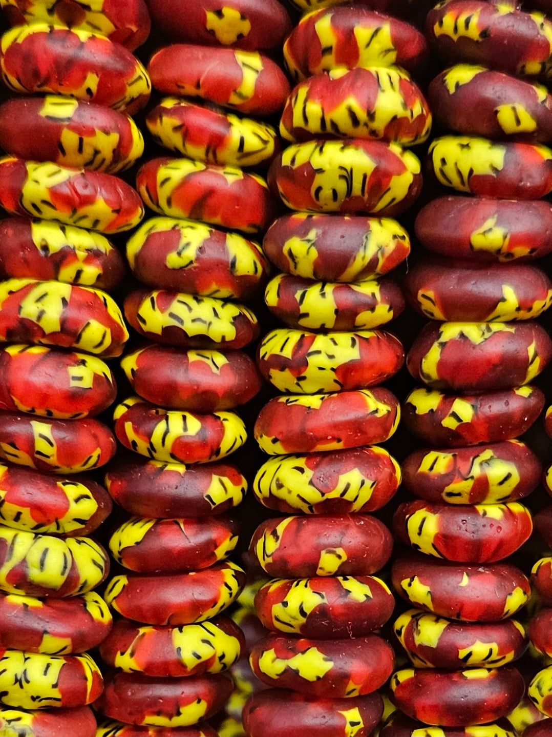 Handcrafted Recycled Glass Rondelle Beads – Large Hole Multicolored African Beads for Ethnic Jewelry Making