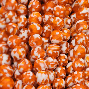 Orange and White Fused African Recycled Glass Beads