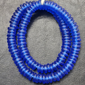 Blue Krobo Recycled Glass Beads Disc – Large Hole Beads for Creating Sustainable Jewelry & Artistic Home Décor