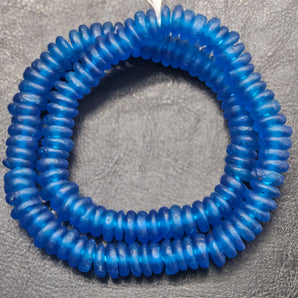 Blue African Recycled Glass Spacer Beads – 11-12.5mm Beads for Ethical Jewelry, Home Décor Creations, and DIY Crafts