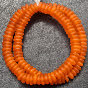 Orange African Recycled Glass Spacer Beads – 11-12.5mm Beads for Ethical Jewelry, Home Décor Creations, and DIY Crafts