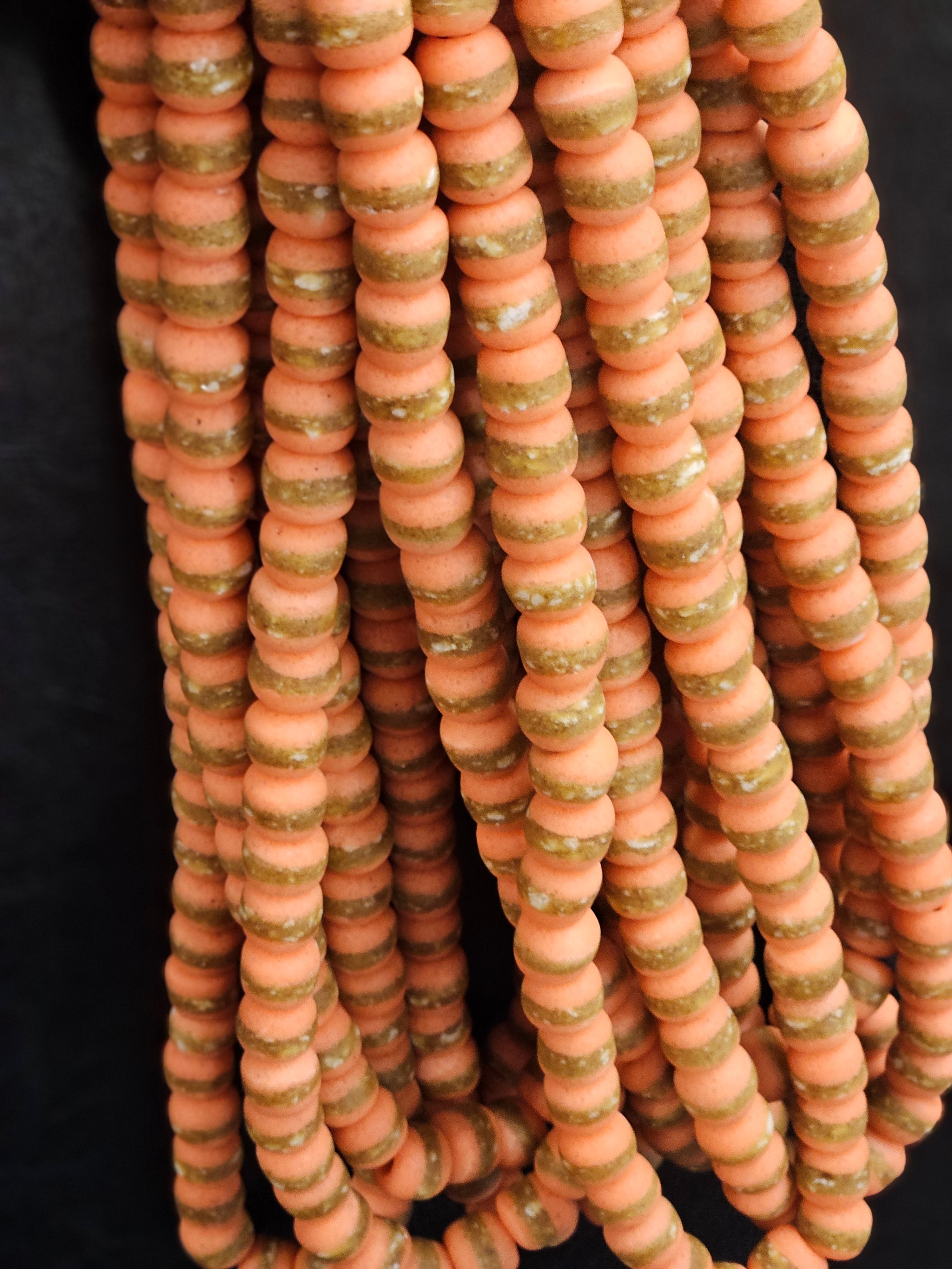 Orange Handcrafted Krobo Recycled Glass Beads - A Touch of Ghana for Your Creations