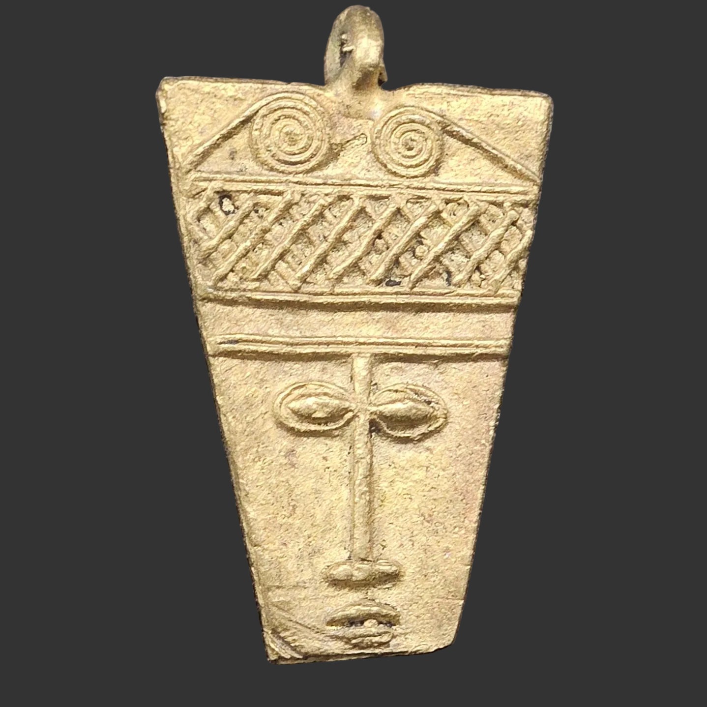 African Brass Pendant, Ancient tribal mask pendant, Ghana Brass Pendants, Ashanti brass pendant