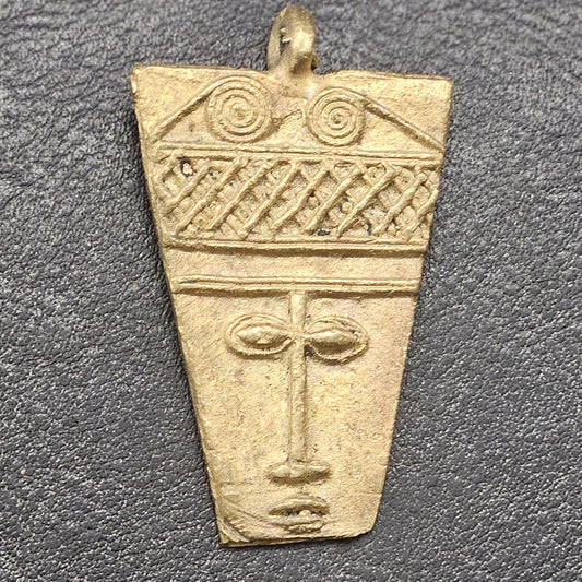 African Brass Pendant, Ancient tribal mask pendant, Ghana Brass Pendants, Ashanti brass pendant,