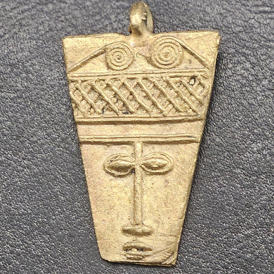 African Brass Pendant, Ancient tribal mask pendant, Ghana Brass Pendants, Ashanti brass pendant,
