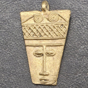 African Brass Pendant, Ancient tribal mask pendant, Ghana Brass Pendants, Ashanti brass pendant,