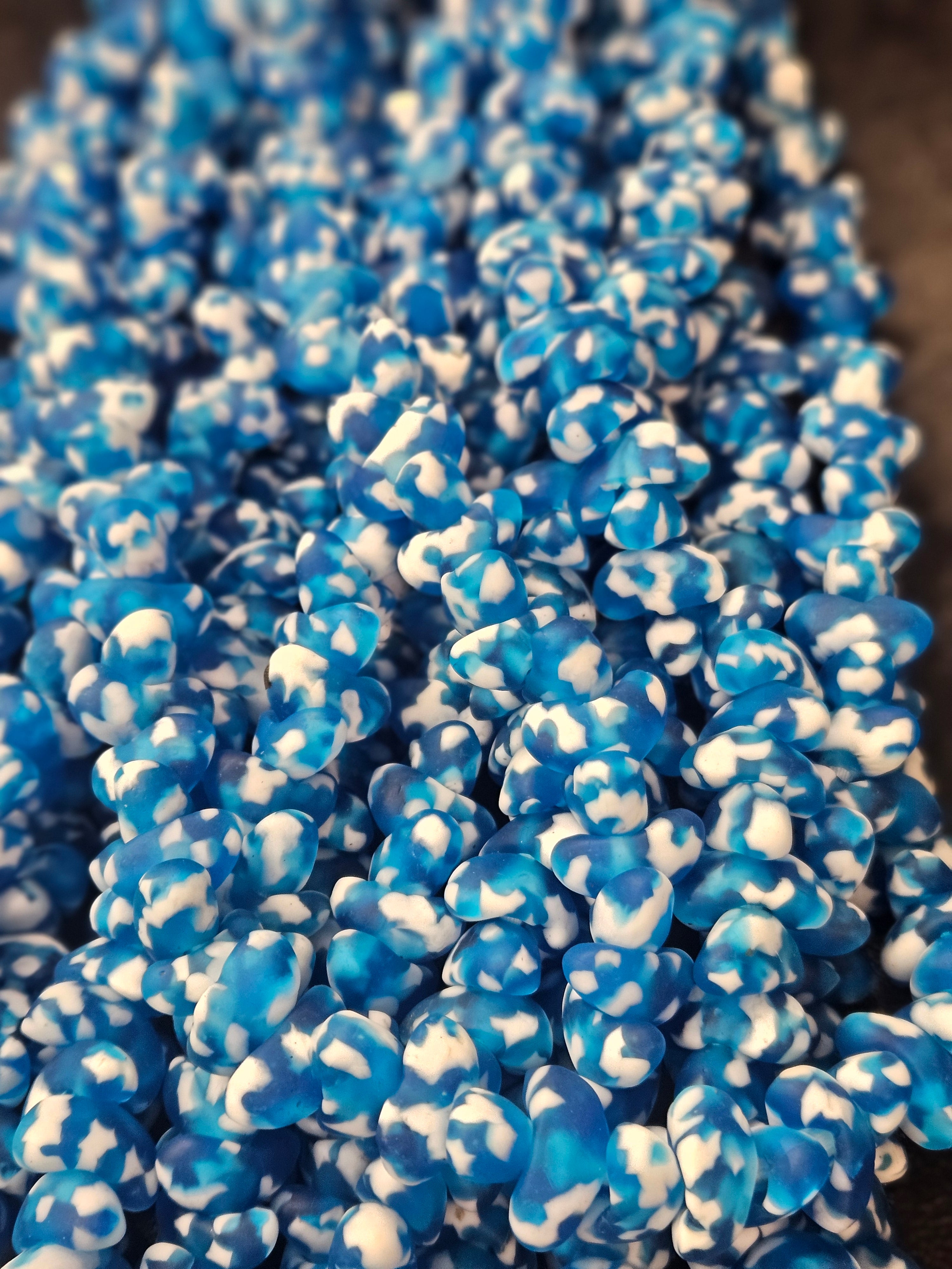 Small Canoe-Shaped African Recycled Glass Beads – #4109