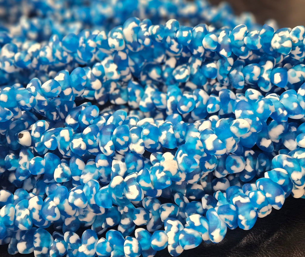 Small Canoe-Shaped African Recycled Glass Beads – #4109