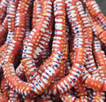 Painted African Recycled Glass Beads - Small Tube Beads #1105