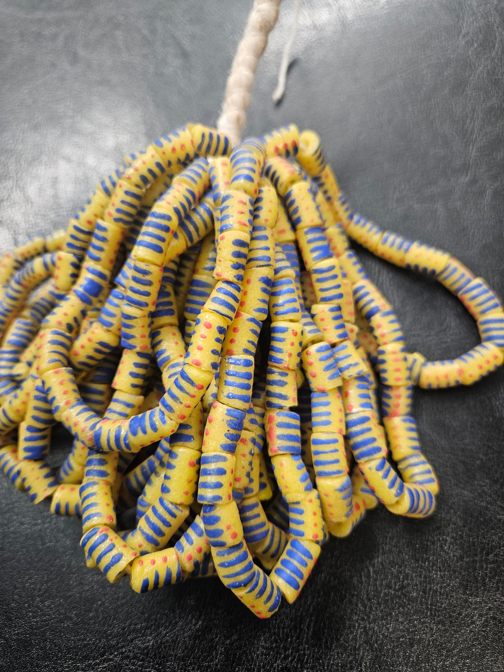 Painted African Recycled Glass Beads - Small Tube Beads #1109