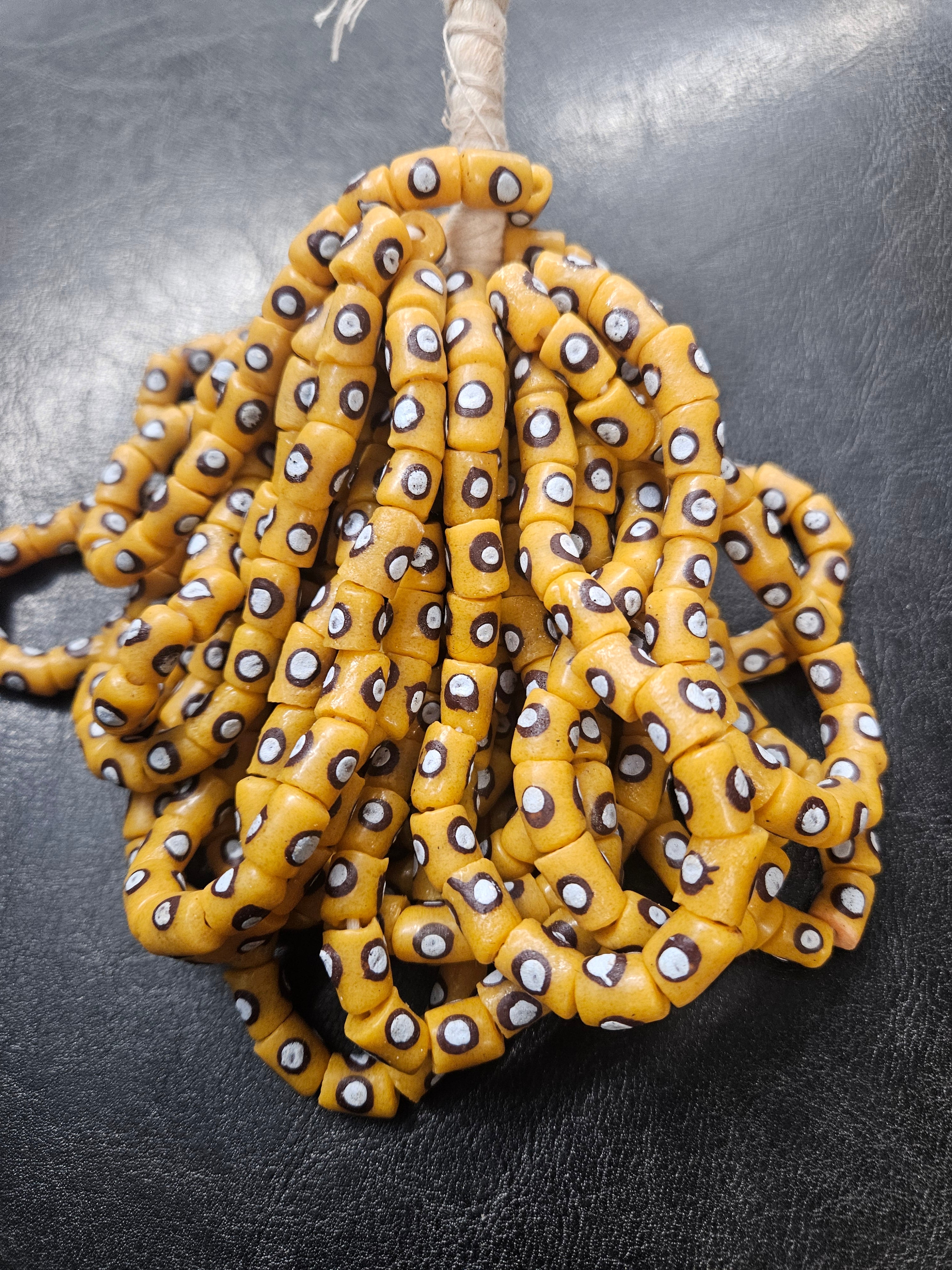 Painted African Recycled Glass Beads - Small Tube Beads #1112