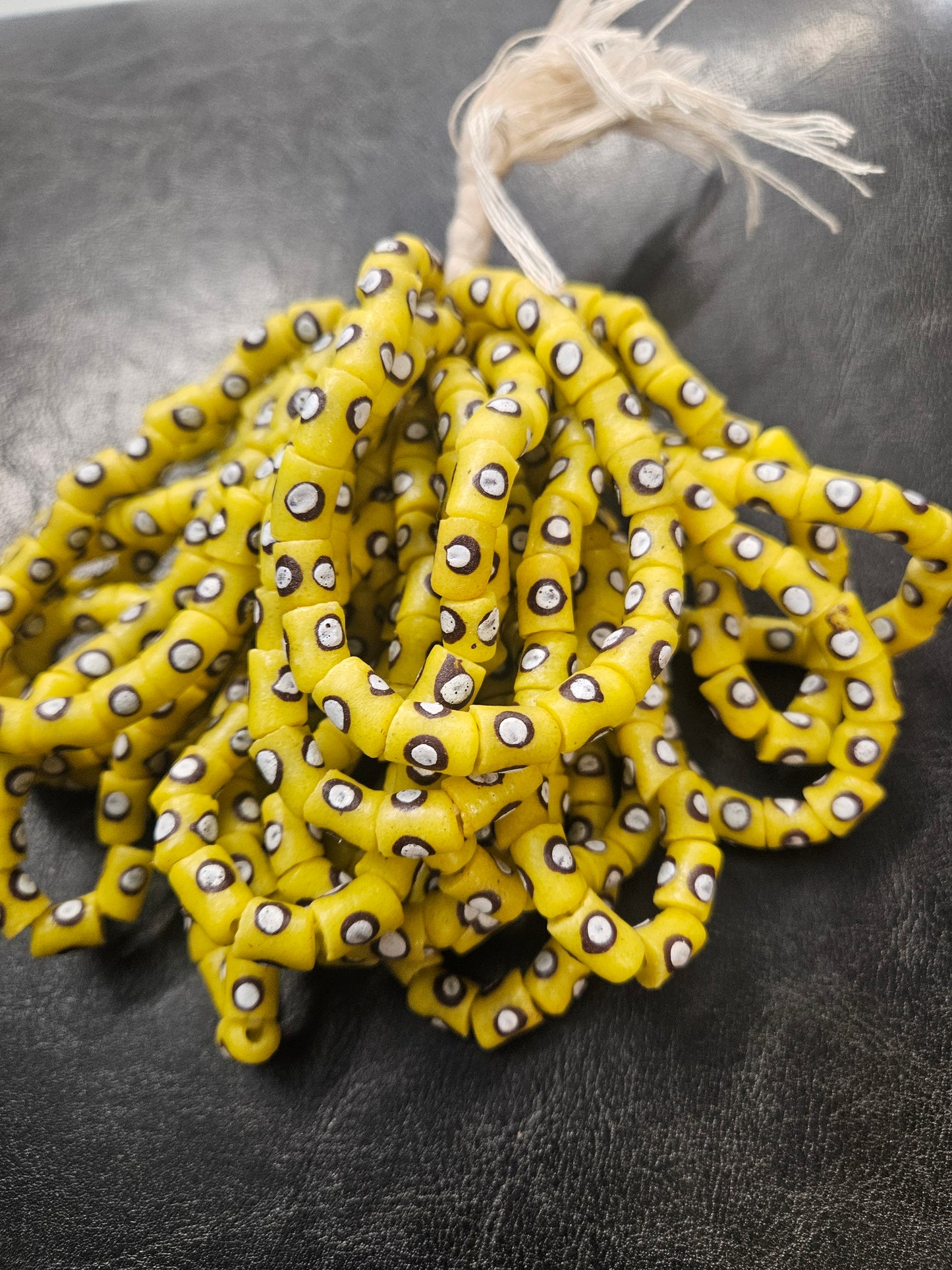 Painted African Recycled Glass Beads - Small Tube Beads #1114