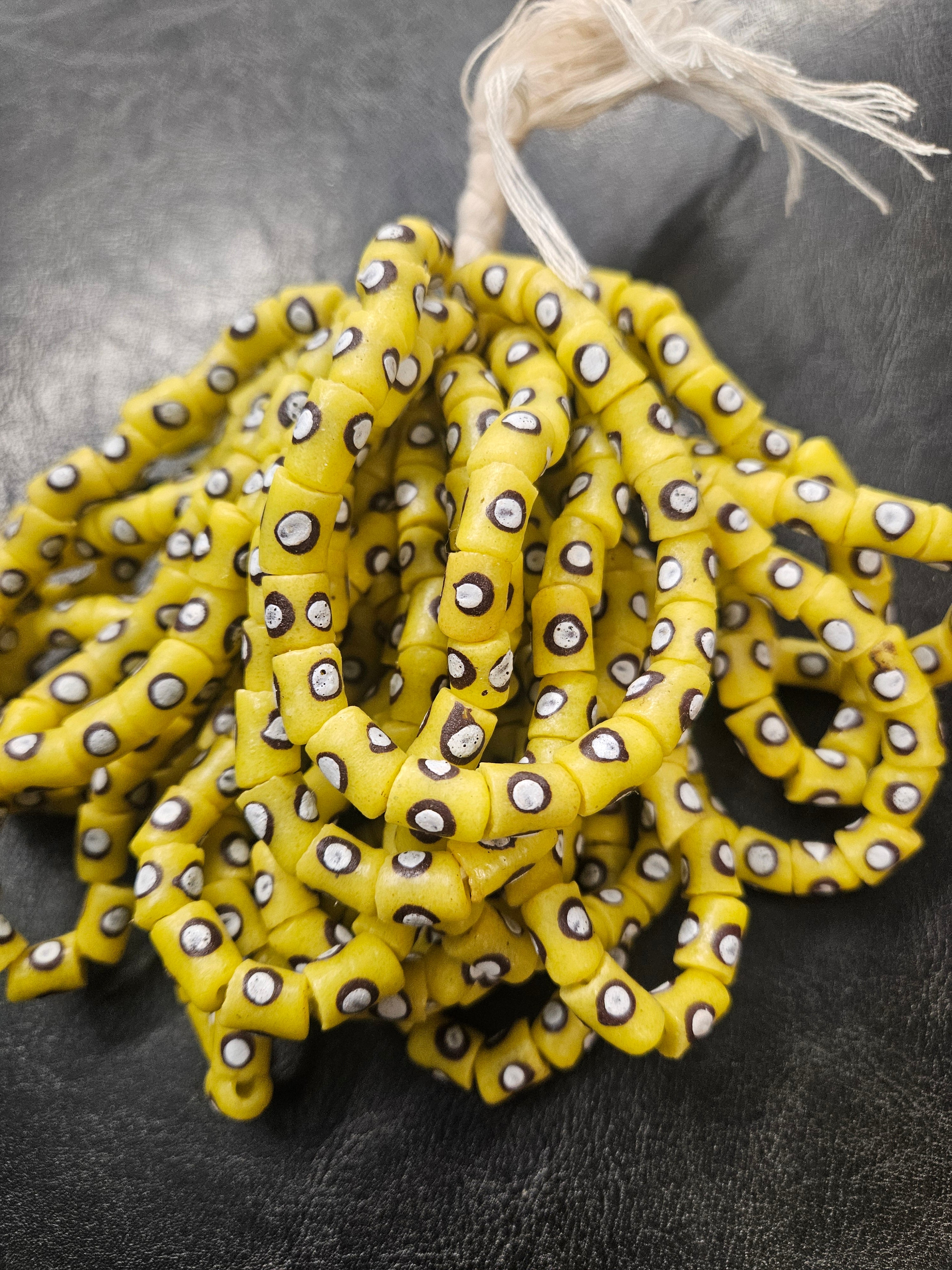 Painted African Recycled Glass Beads - Small Tube Beads #1114