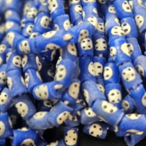 Painted African Recycled Glass Beads - Small Tube Beads #1119