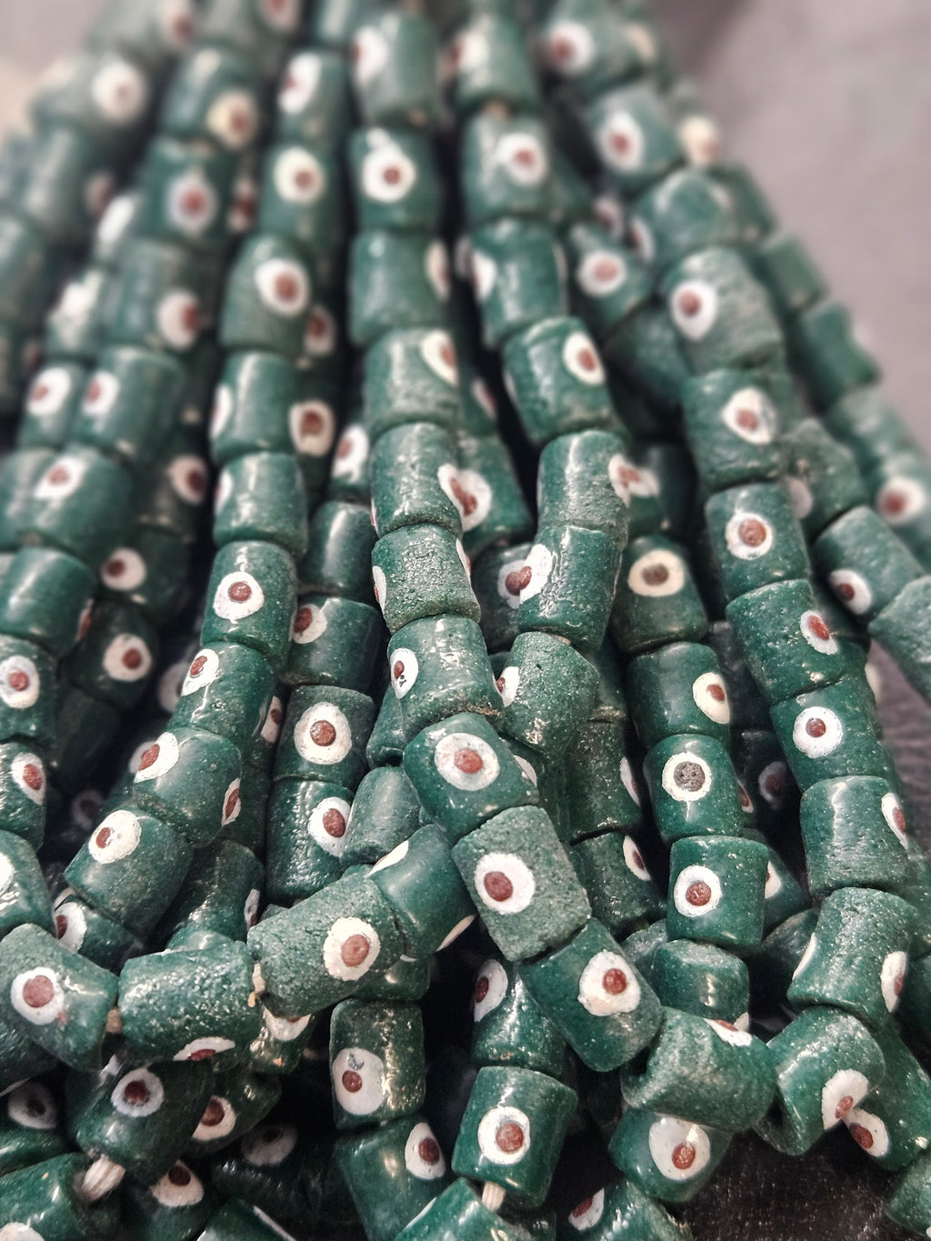 Painted African Recycled Glass Beads - Small Tube Beads #1121