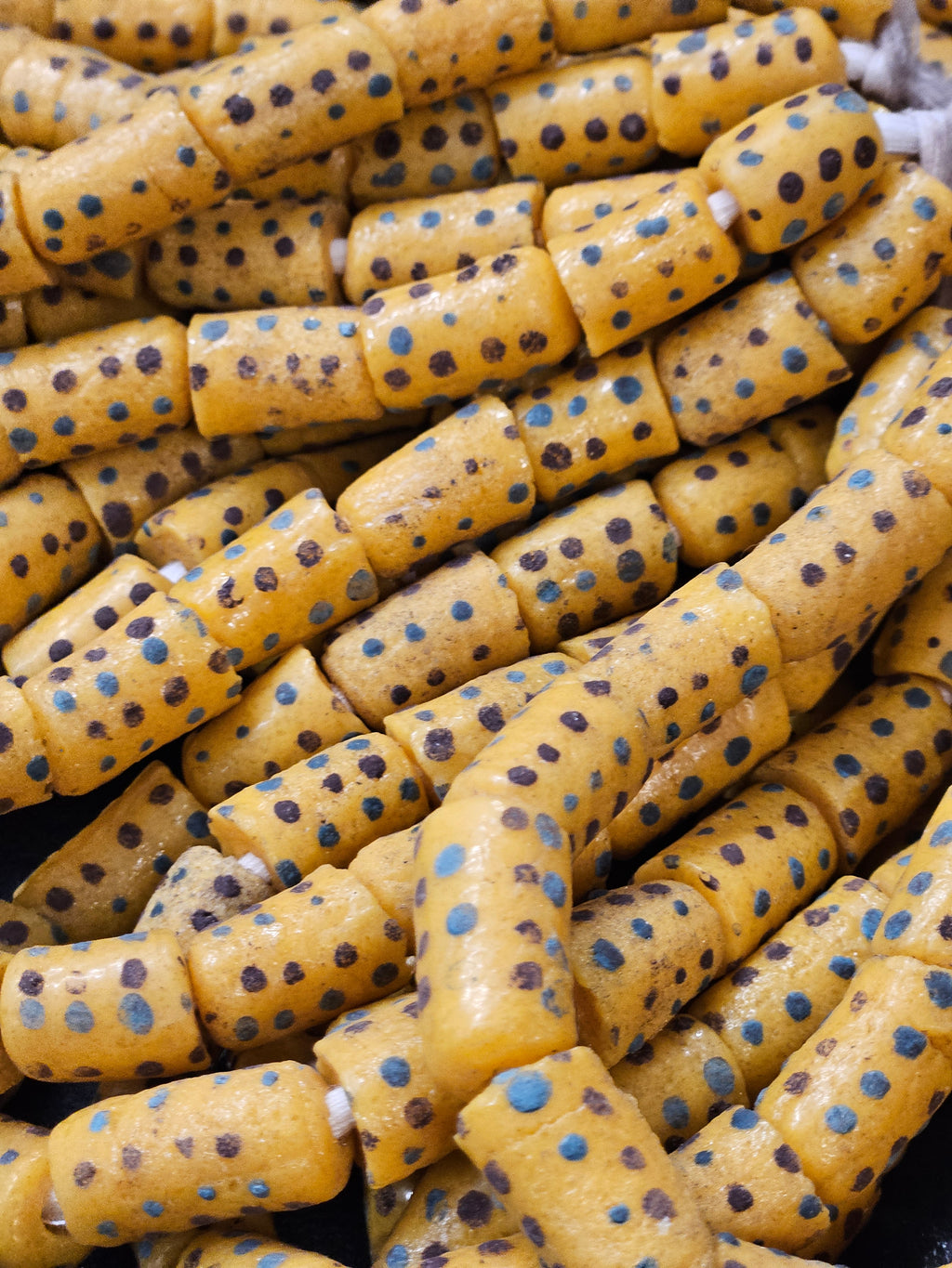 Handcrafted Painted African Recycled Glass Beads - Small/Medium Tube Beads #1216