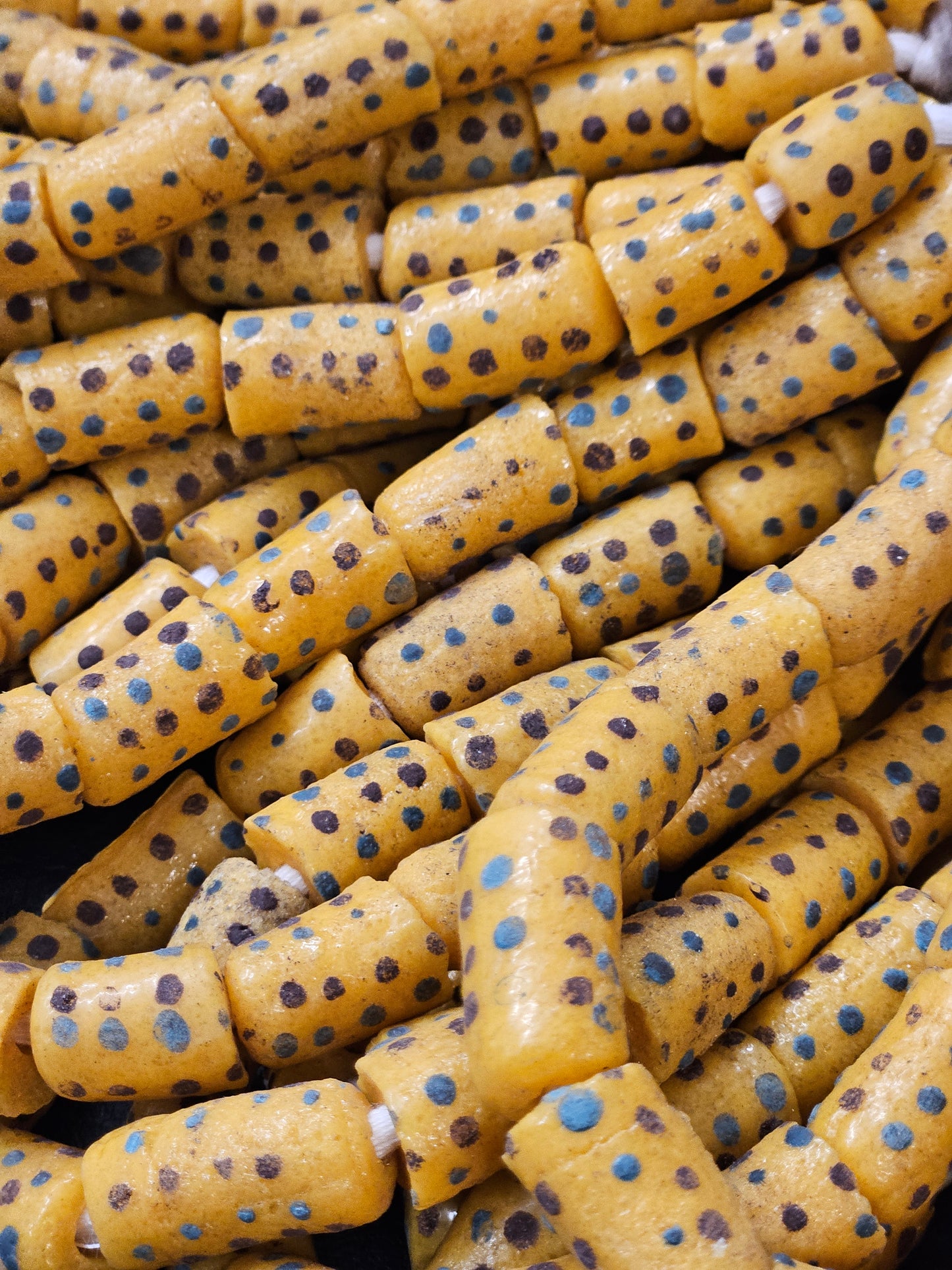 Handcrafted Painted African Recycled Glass Beads - Small/Medium Tube Beads #1216