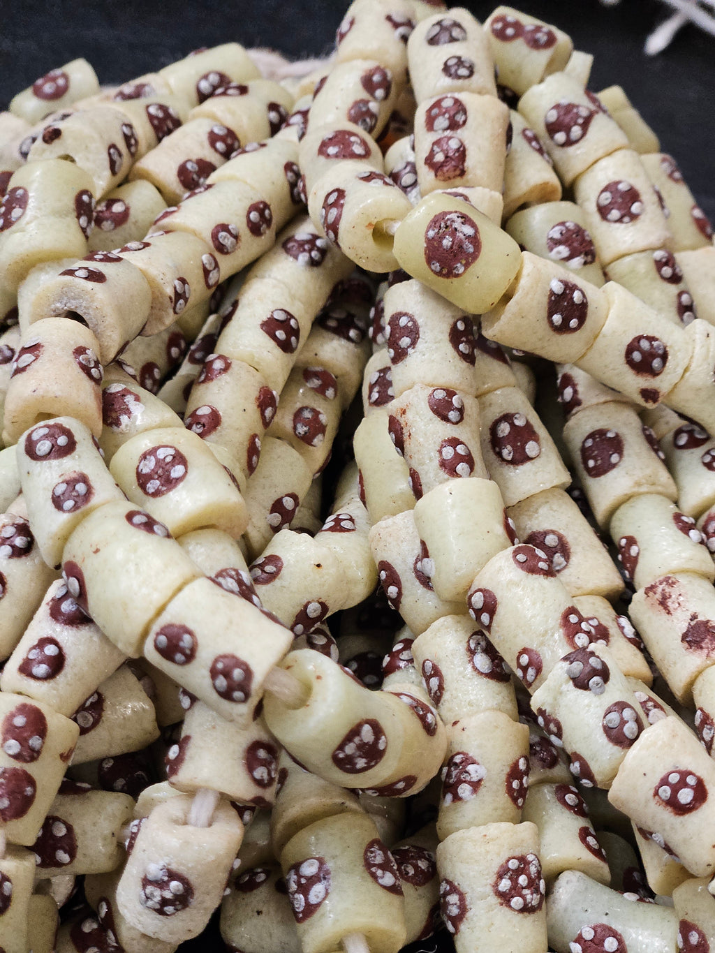 Handcrafted Painted African Recycled Glass Beads - Small/Medium Tube Beads #1213