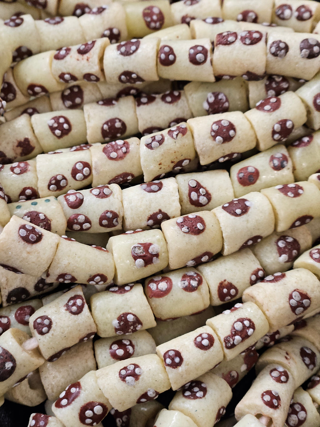 Handcrafted Painted African Recycled Glass Beads - Small/Medium Tube Beads #1213