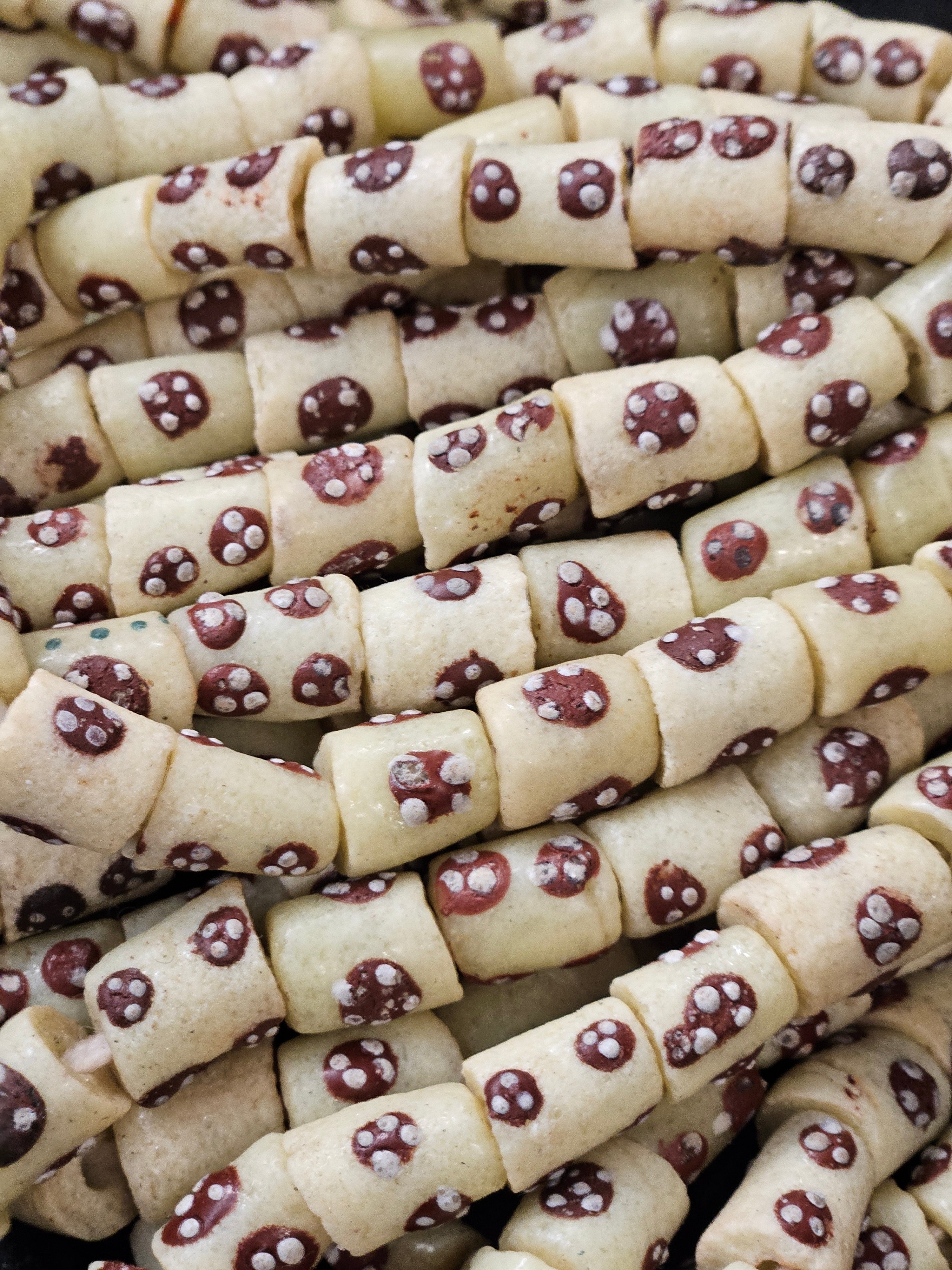 Handcrafted Painted African Recycled Glass Beads - Small/Medium Tube Beads #1213