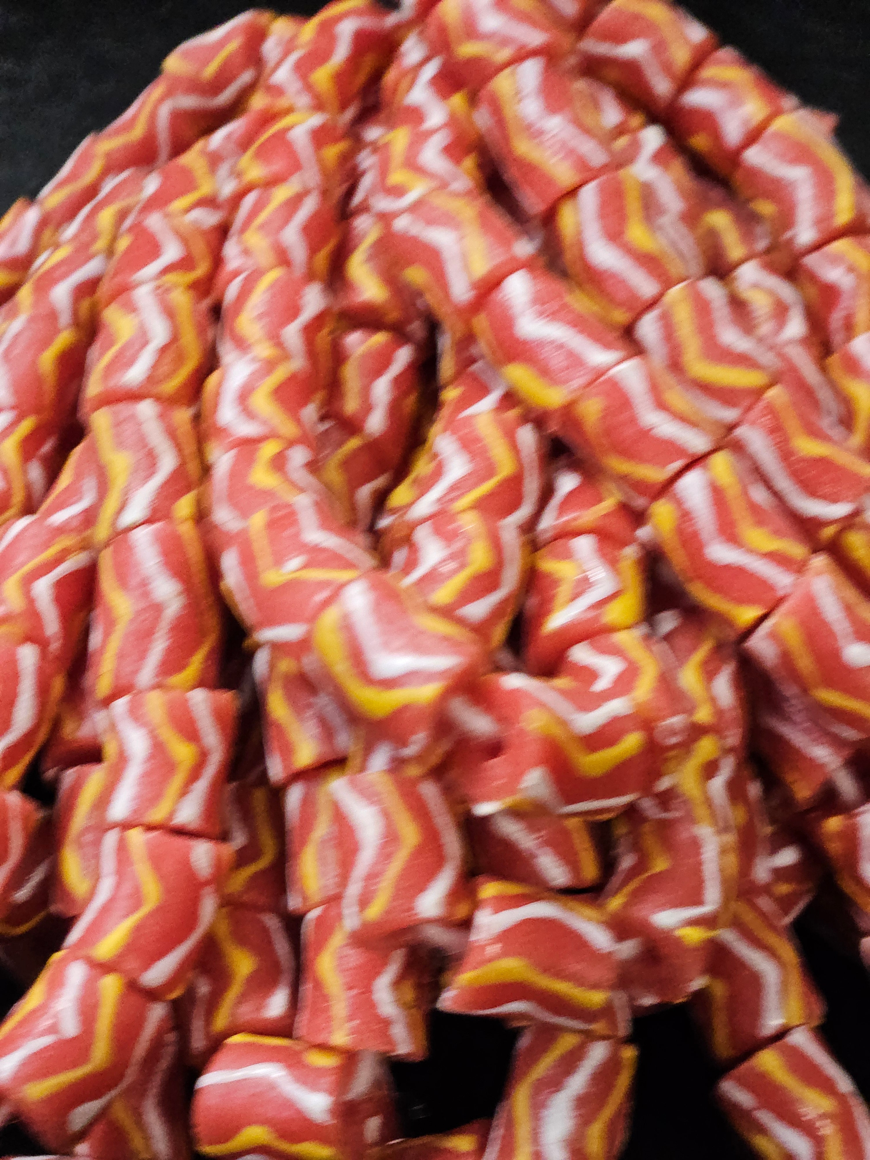 Painted African Recycled Glass Beads - Medium Tube Beads #1302