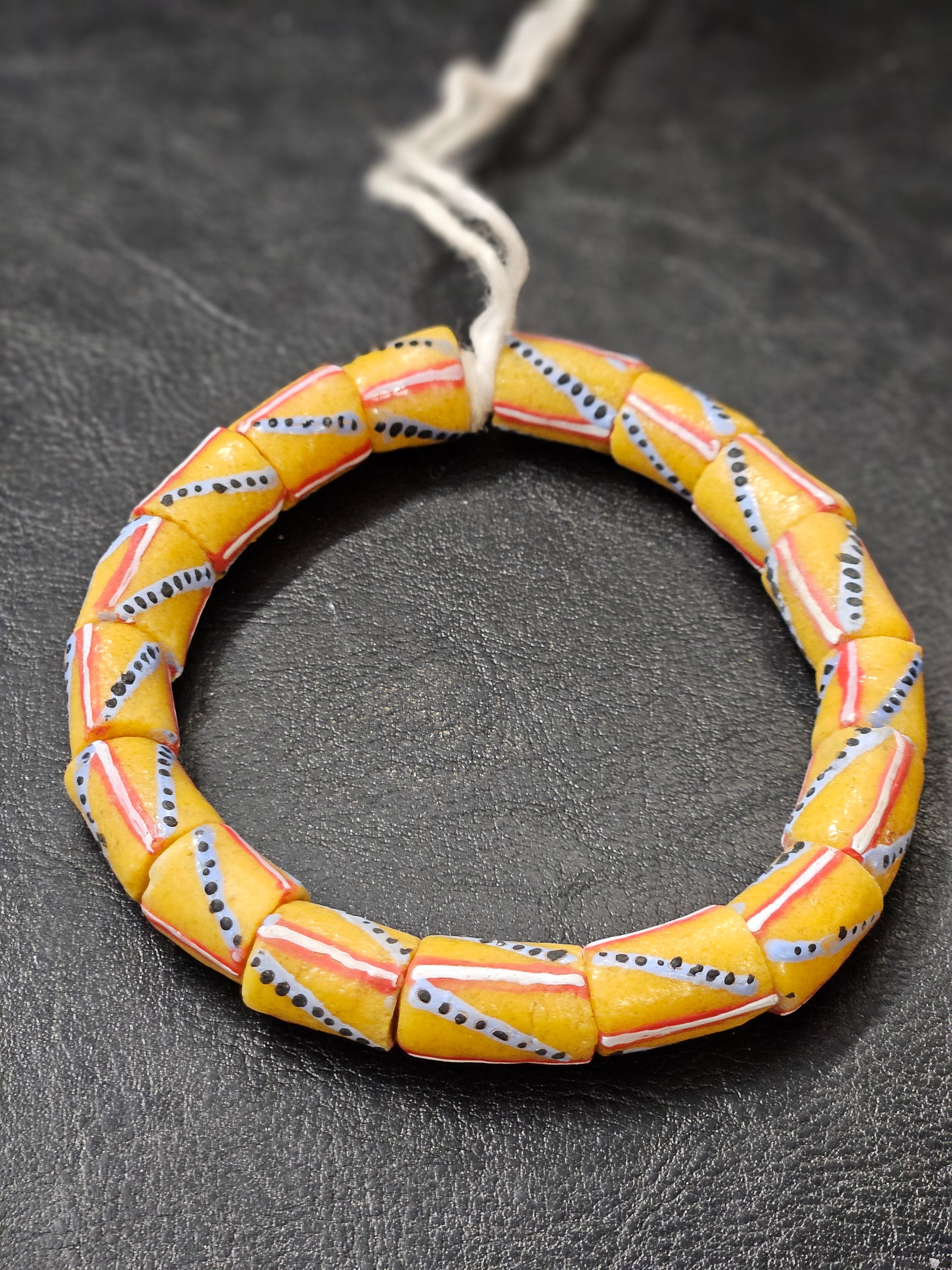 Painted African Recycled Glass Beads - Medium Tube Beads #1309