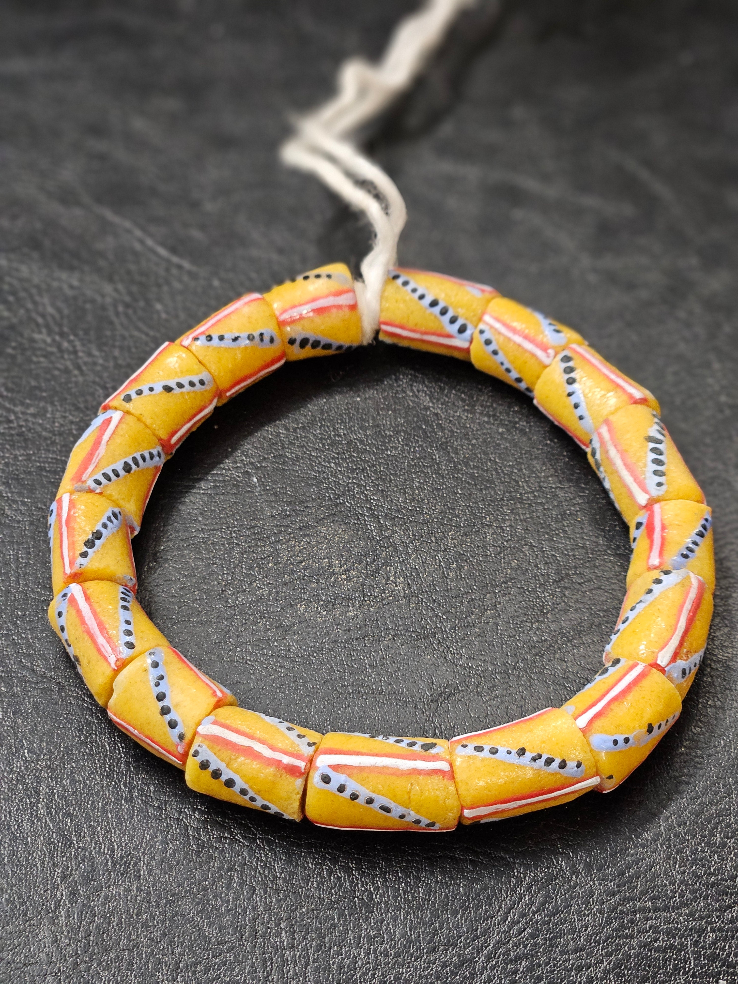 Painted African Recycled Glass Beads - Medium Tube Beads #1309