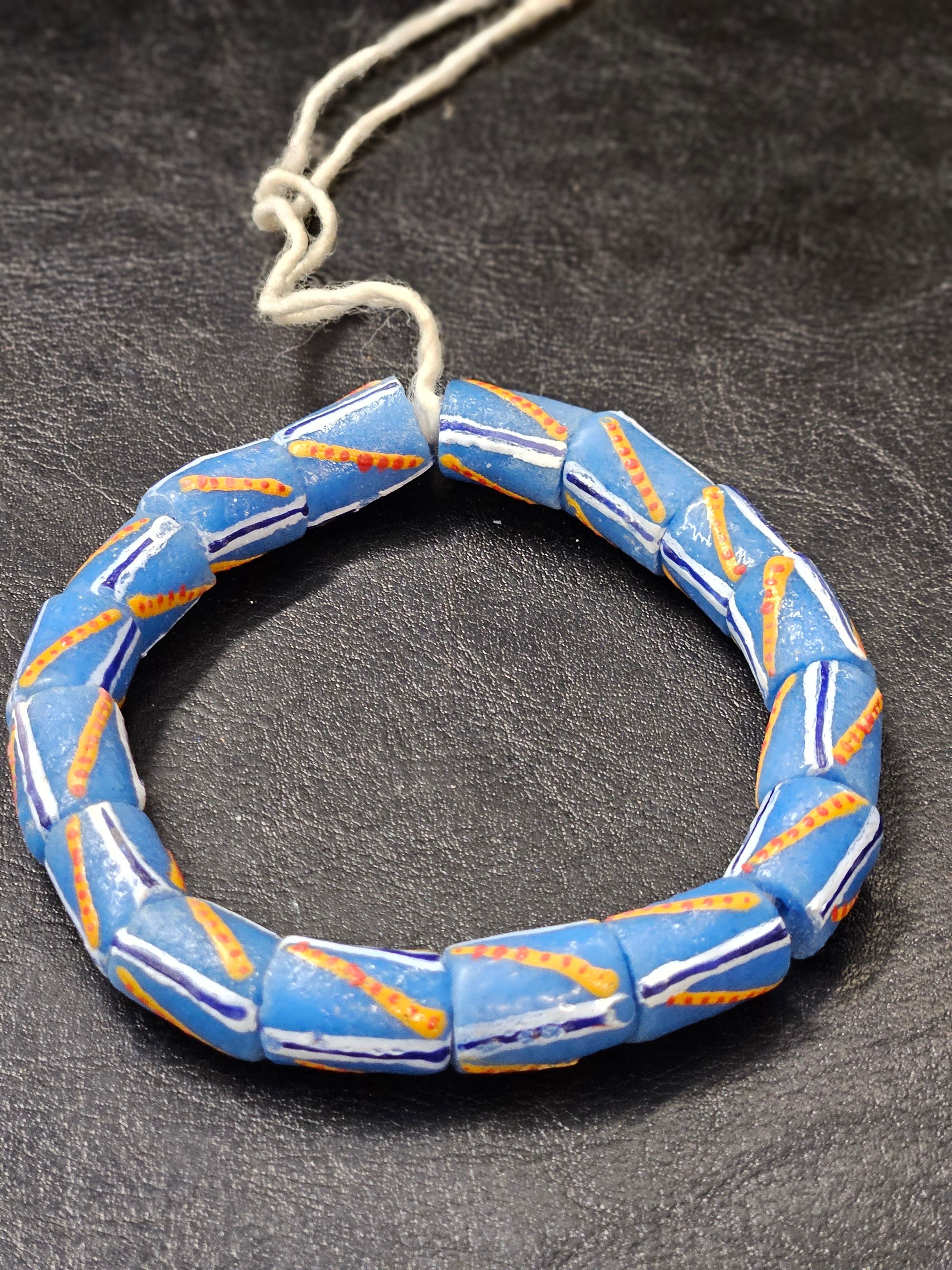 Painted African Recycled Glass Beads - Medium Tube Beads #1310