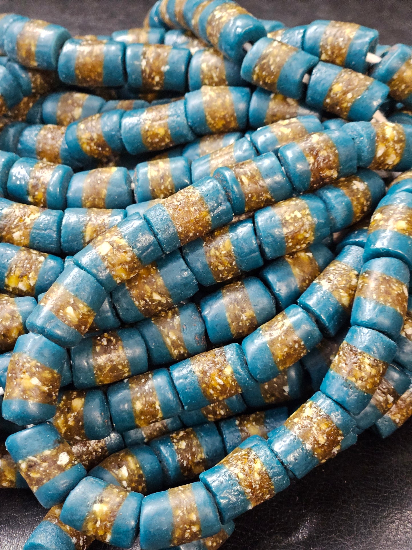 Handcrafted African Recycled Glass Beads - Medium Tube Beads #1350