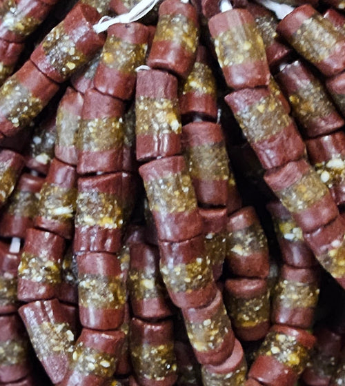 1353 Handcrafted African Recycled Glass Beads - Medium Tube Beads #1353