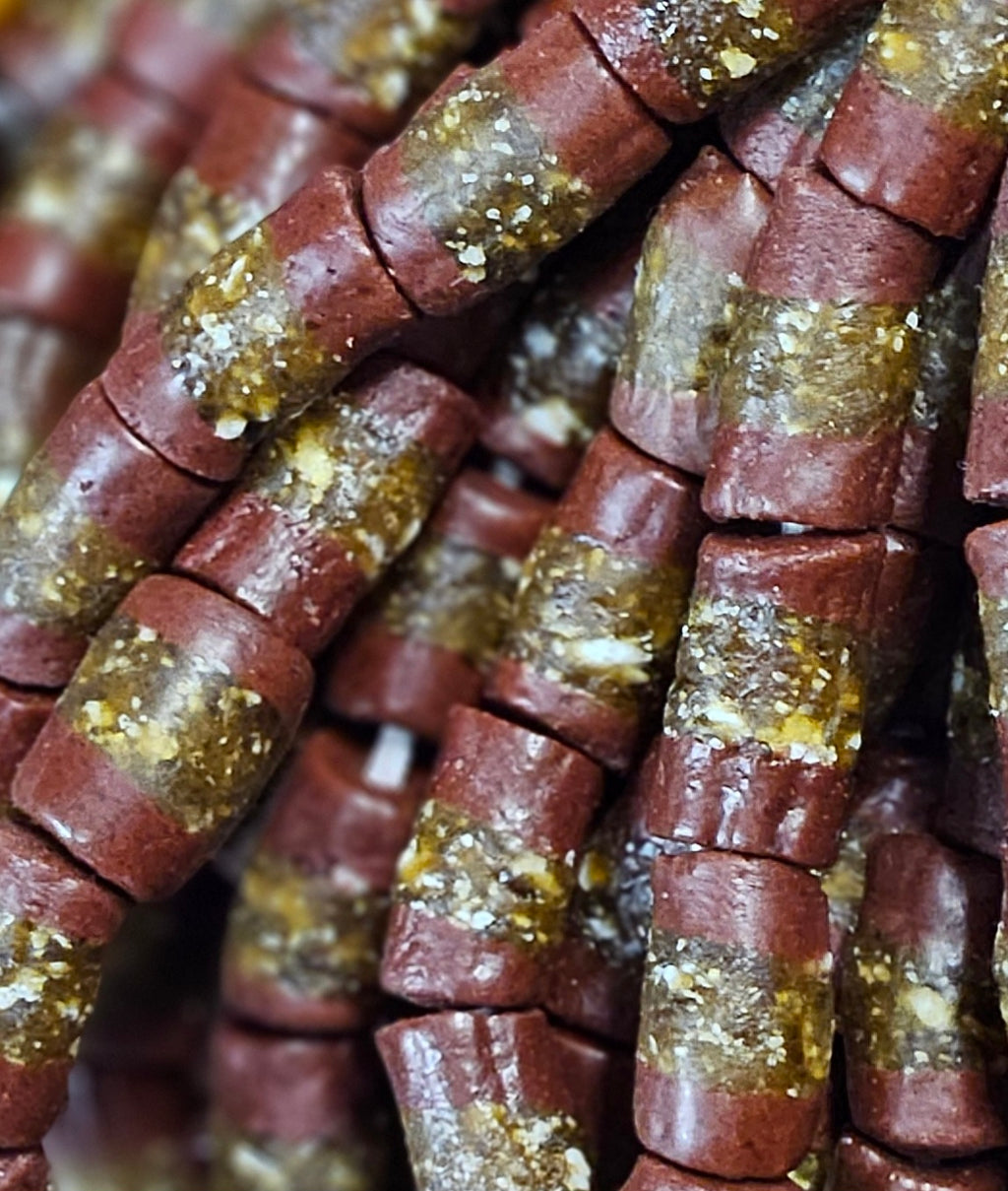 1353 Handcrafted African Recycled Glass Beads - Medium Tube Beads #1353