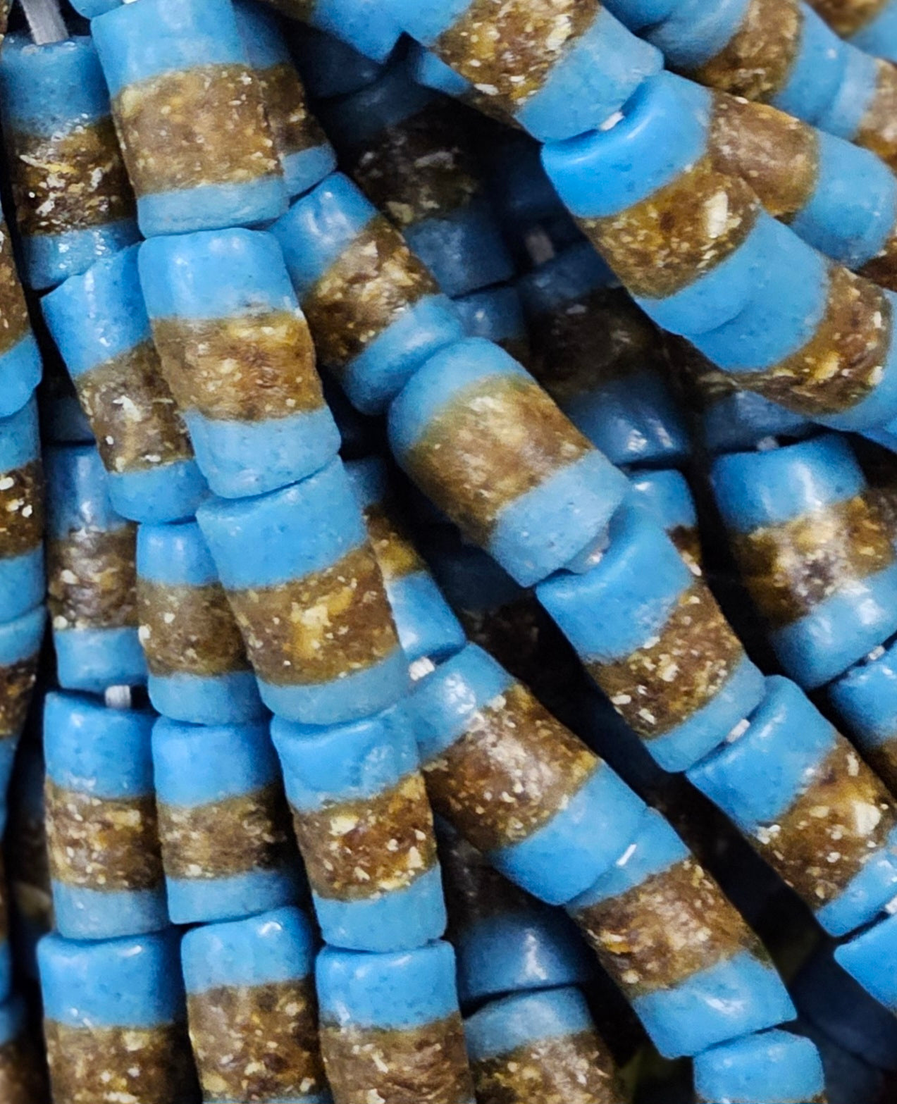 Handcrafted African Recycled Glass Beads - Medium Tube Beads #1352