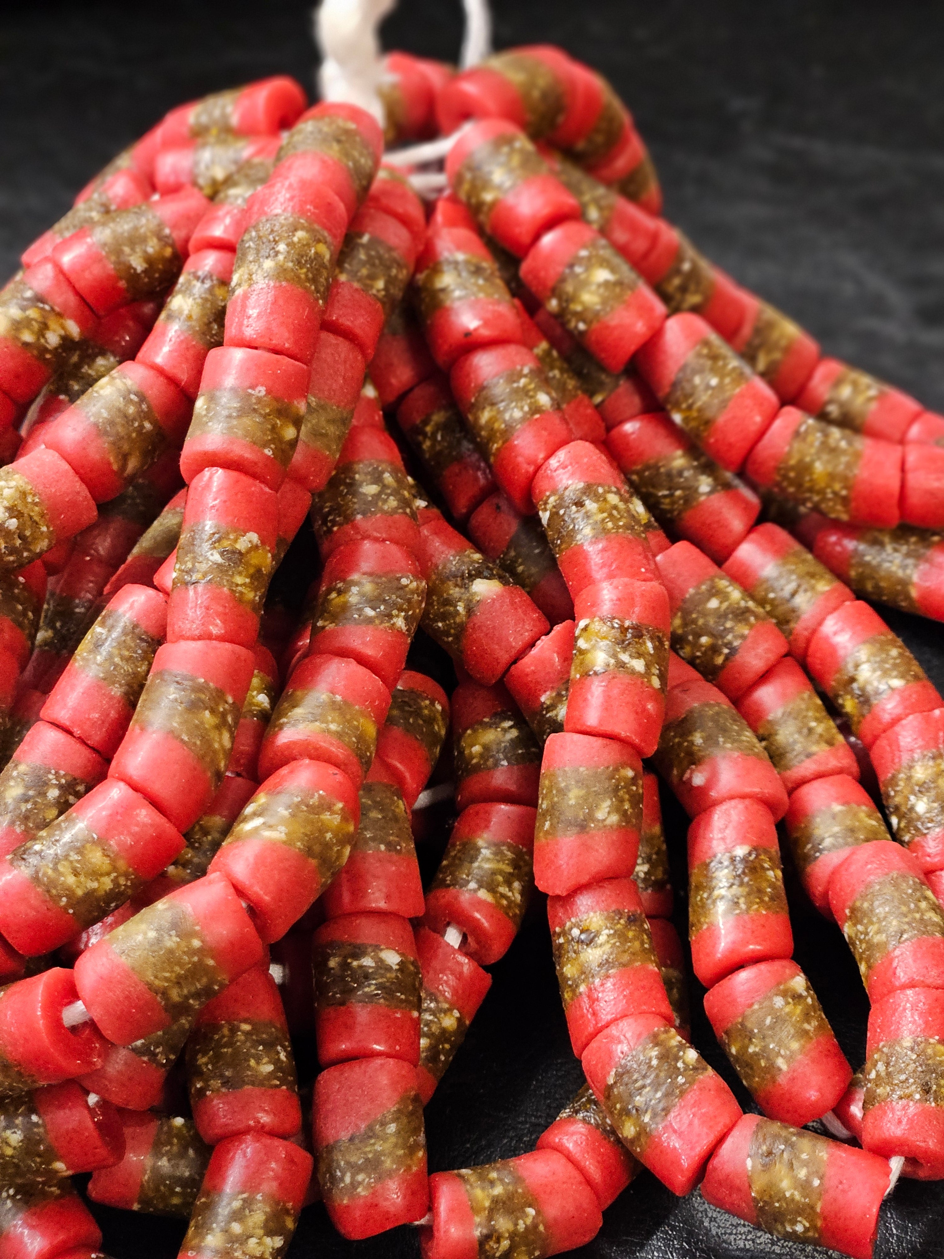 Handcrafted African Recycled Glass Beads - Medium Tube Beads #1354