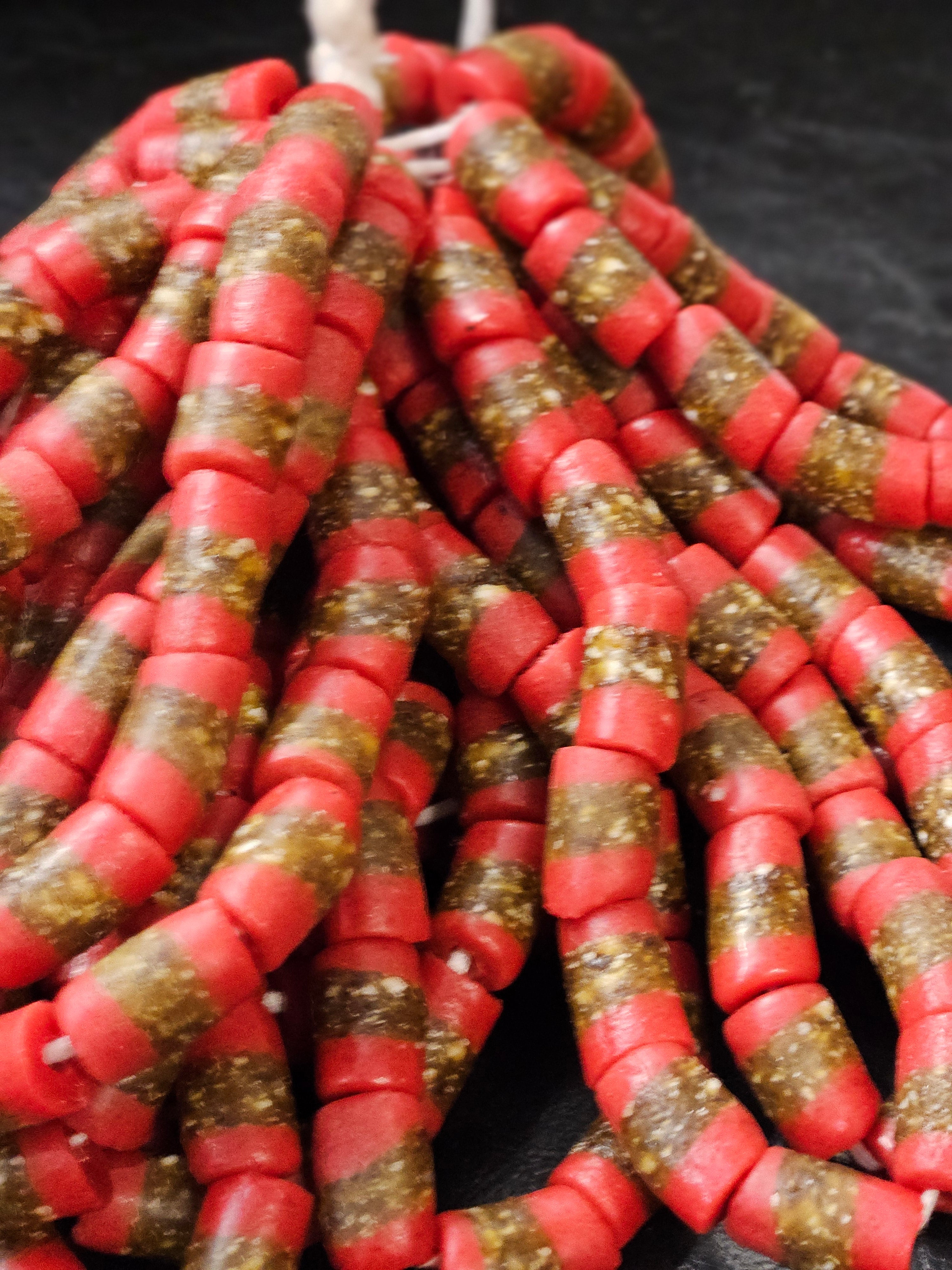 Handcrafted African Recycled Glass Beads - Medium Tube Beads #1354