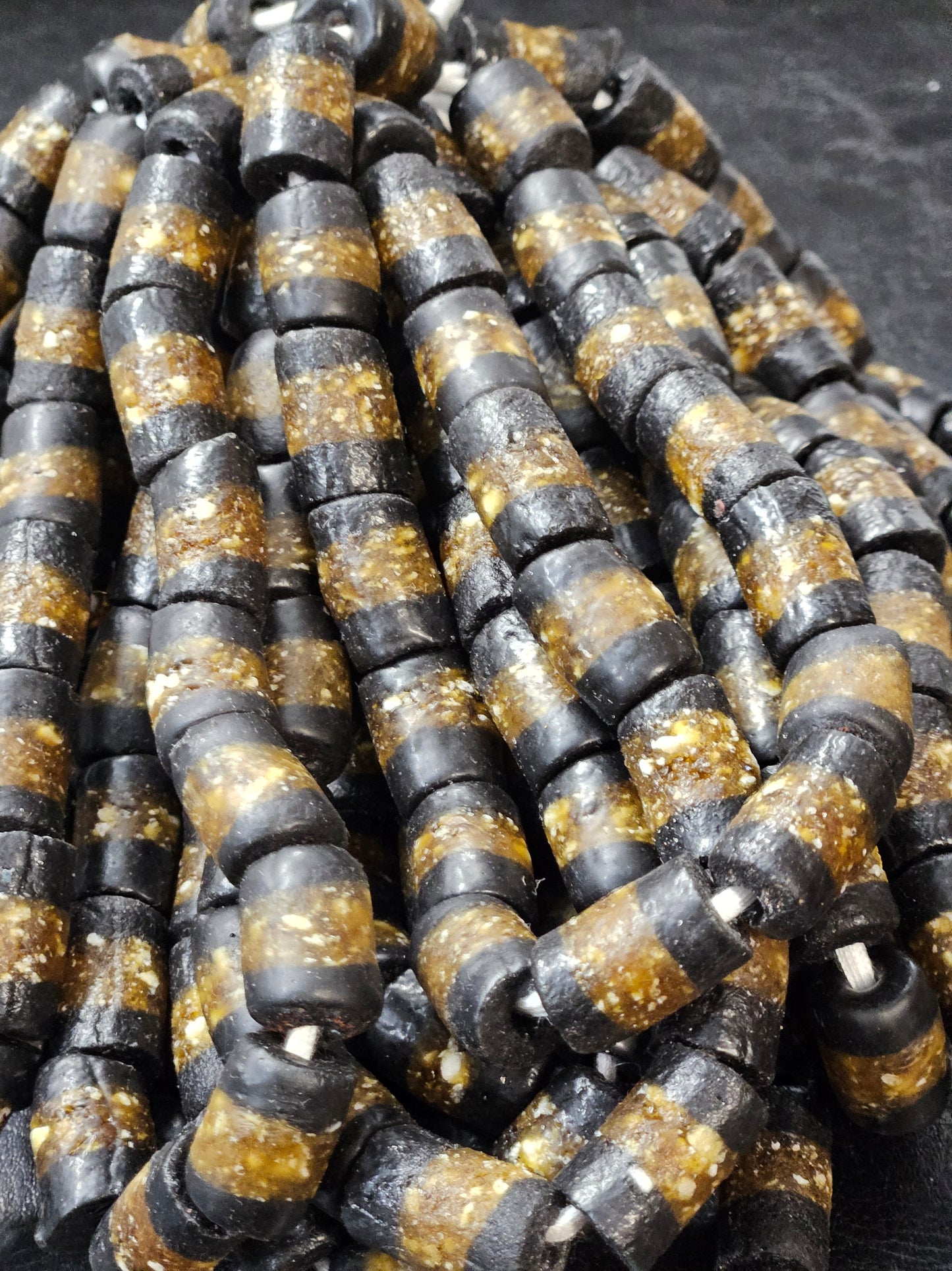 Handcrafted African Recycled Glass Beads - Medium Tube Beads #1358