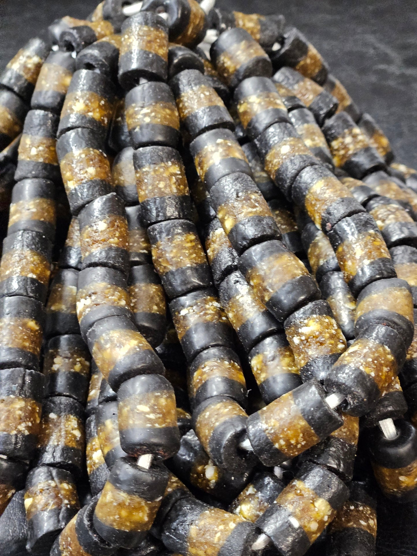 Handcrafted African Recycled Glass Beads - Medium Tube Beads #1358