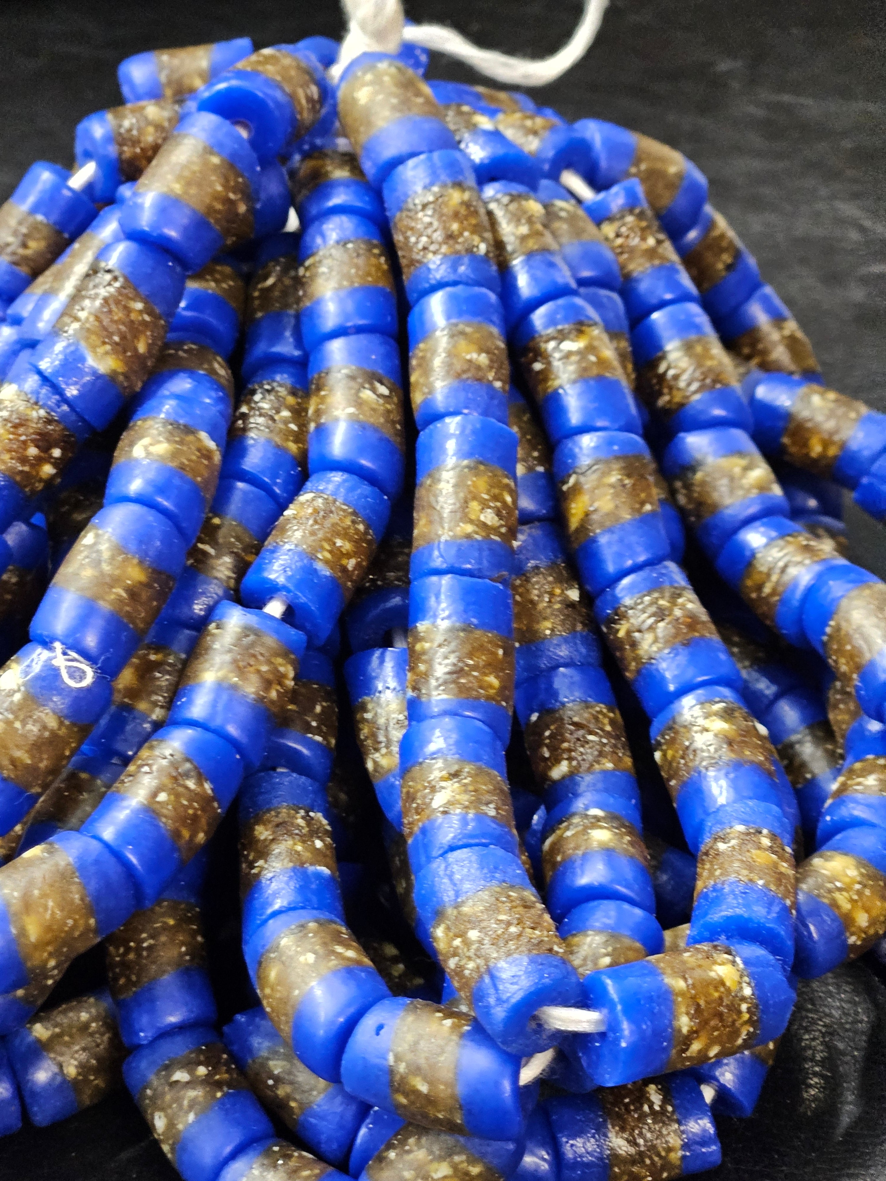 Handcrafted African Recycled Glass Beads - Medium Tube Beads #1359