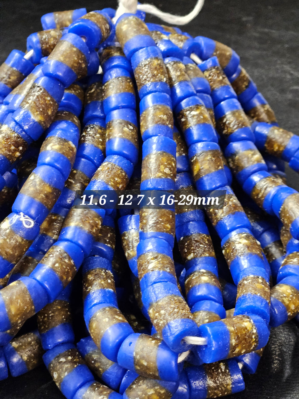 Handcrafted African Recycled Glass Beads - Medium Tube Beads #1359