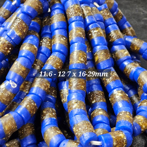 Handcrafted African Recycled Glass Beads - Medium Tube Beads #1359