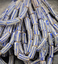 Painted African Recycled Glass Beads - Tube Beads #1502