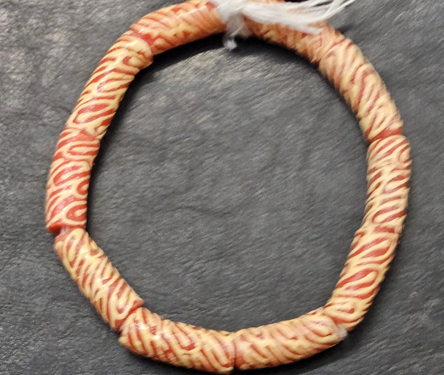 Painted African Recycled Glass Beads - Tube Beads #1511