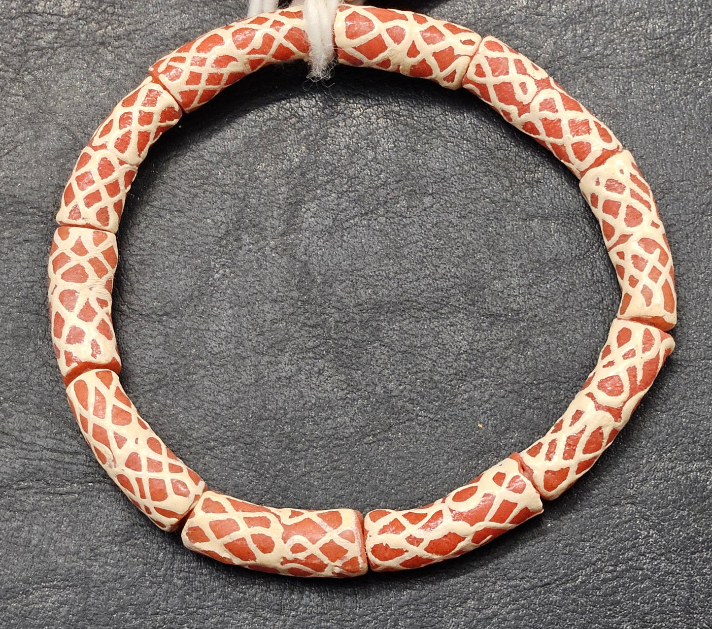 Painted African Recycled Glass Beads - Tube Beads #1513
